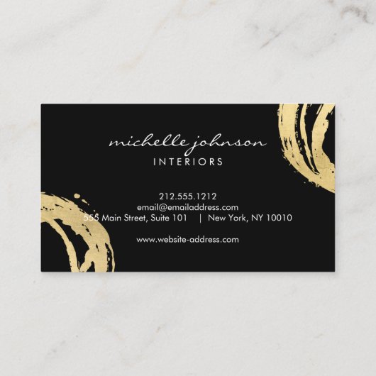 Luxe Faux Gold geschilderd Circle Designer Logo Zw Visitekaartje (Achterkant)
