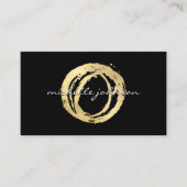 Luxe Faux Gold geschilderd Circle Designer Logo Zw Visitekaartje (Voorkant)