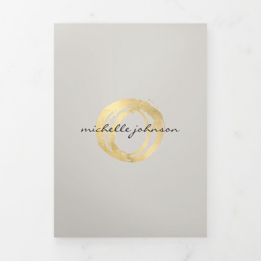 Luxe Faux Gold geschilderde cirkel Logo op tan bro Drieluik Kaart (Cover)