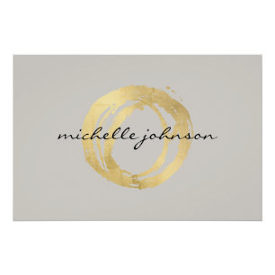 Luxe Faux Gold geschilderde cirkel op Tan Logo Dow Perfect Poster