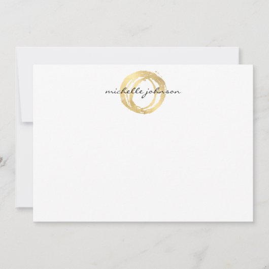 Luxe Faux Gold geschilderde cirkel platte Notecard Notitiekaartje (Voorkant)