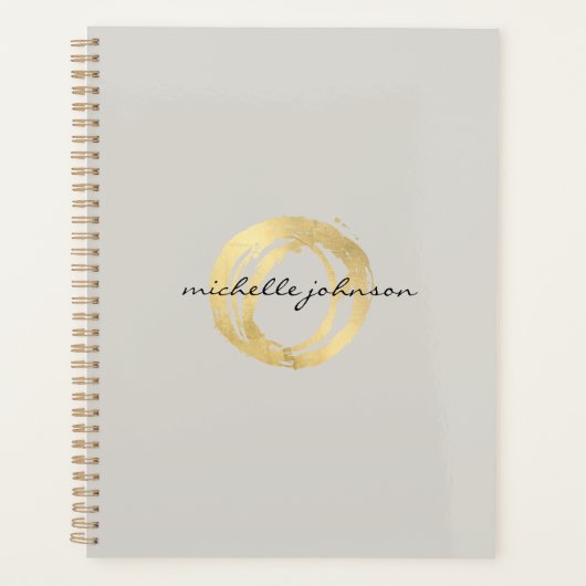 Luxe Faux Gold geschilderde cirkel Tan Afspraakboe Planner (Voorkant)