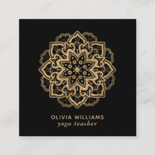 Luxe Faux Gold Glitter Boho Mandala Black Vierkante Visitekaartje