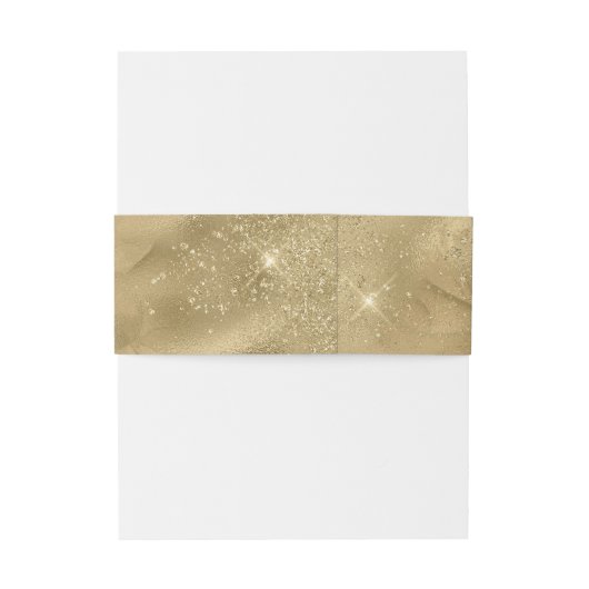 Luxe Faux Gold Glitter-Effect Wrap Uitnodiging Uitnodigingen Wikkel (Achterkant Voorbeeld)