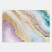 Luxe Faux Gold Glitter, Turquoise & Wit Marmer Inpakpapier Vel (Voorkant 3)