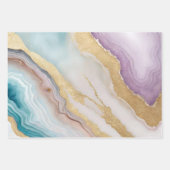 Luxe Faux Gold Glitter, Turquoise & Wit Marmer Inpakpapier Vel (Voorkant 2)