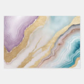 Luxe Faux Gold Glitter, Turquoise & Wit Marmer Inpakpapier Vel (Voorkant)