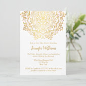 Luxe Faux Gold Mandala Wit Baby shower Kaart (Staand voorkant)