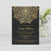 Luxe Faux Gold Mandala Zwart Baby shower Kaart (Staand voorkant)