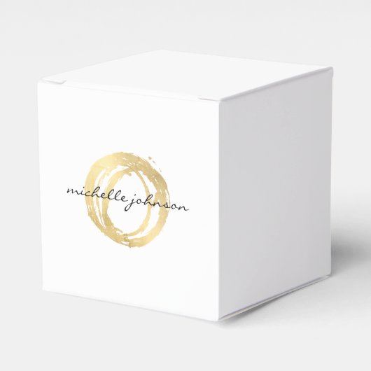 Luxe Faux Gold Painted Circle Designer Logo Bedankdoosjes (Voorkant Zijde)