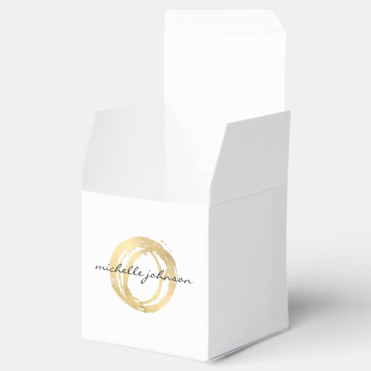 Luxe Faux Gold Painted Circle Designer Logo Bedankdoosjes (Geopend)