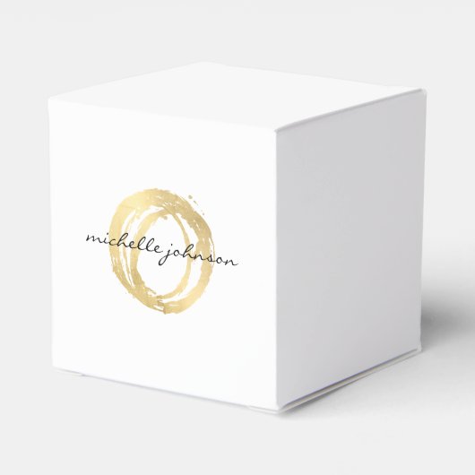 Luxe Faux Gold Painted Circle Designer Logo Bedankdoosjes (Achterkant)