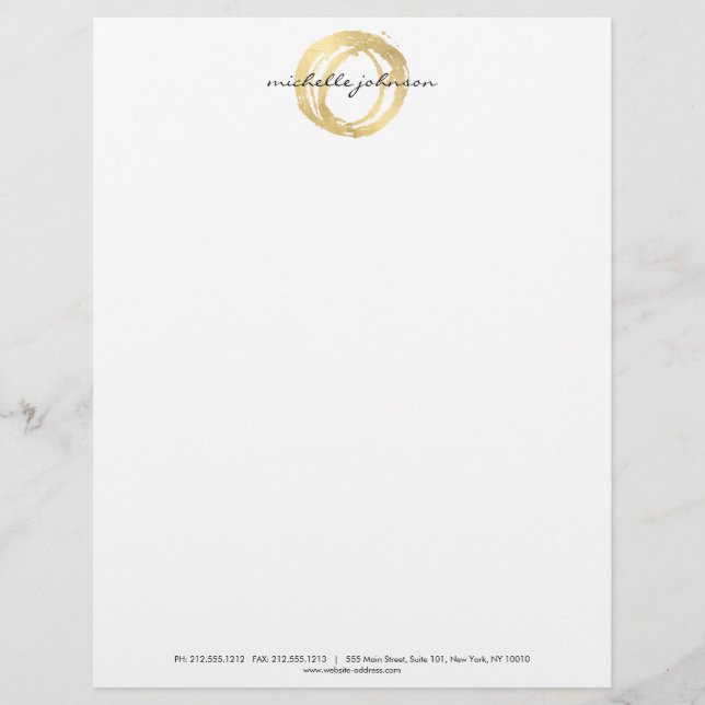 Luxe Faux Gold Painted Circle Designer Logo Briefhoofd Ontwerp (Voorkant)