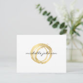 Luxe Faux Gold Painted Circle Designer Logo Briefkaart (Staand voorkant)