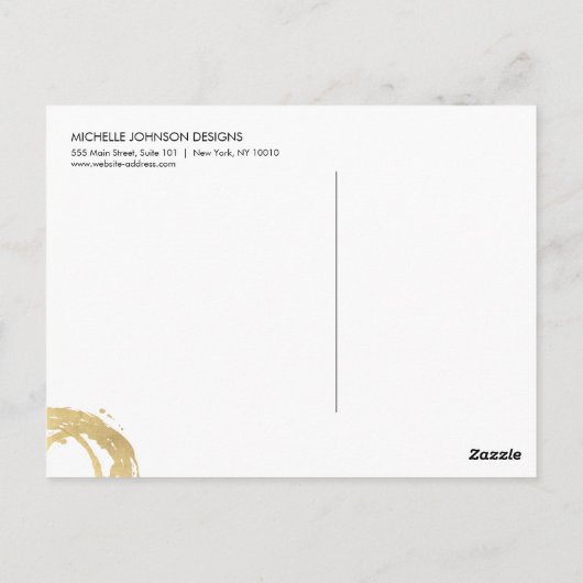 Luxe Faux Gold Painted Circle Designer Logo Briefkaart (Achterkant)