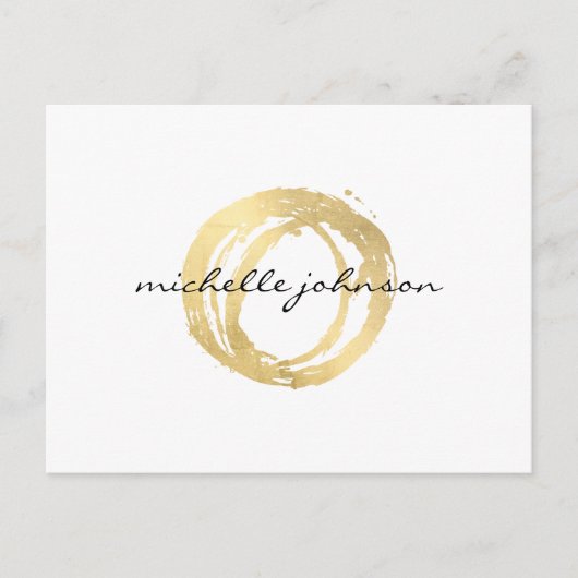 Luxe Faux Gold Painted Circle Designer Logo Briefkaart (Voorkant)