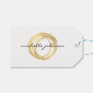Luxe Faux Gold Painted Circle Designer Logo Cadeaulabel
