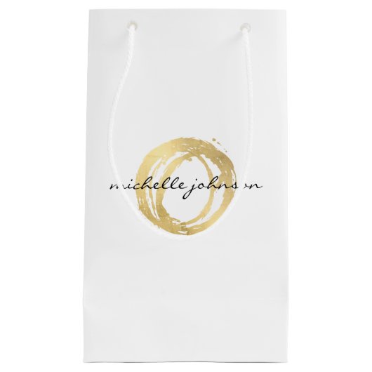 Luxe Faux Gold Painted Circle Designer Logo Klein Cadeauzakje (Voorkant)