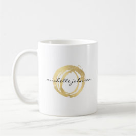 Luxe Faux Gold Painted Circle Designer Logo Koffiemok