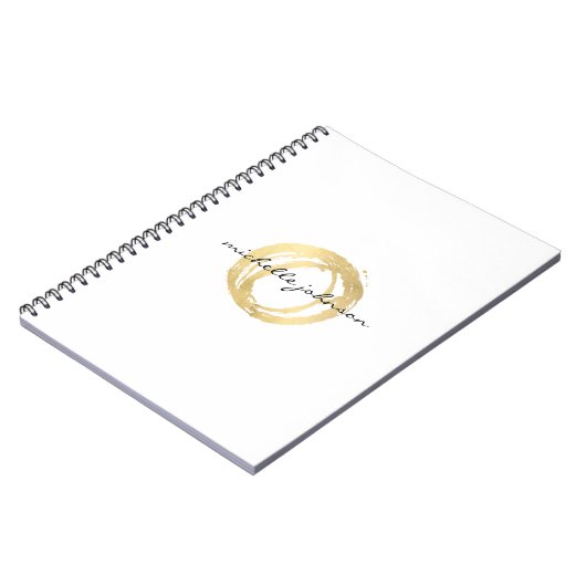 Luxe Faux Gold Painted Circle Designer Logo Notitieboek (Linkerzijde)
