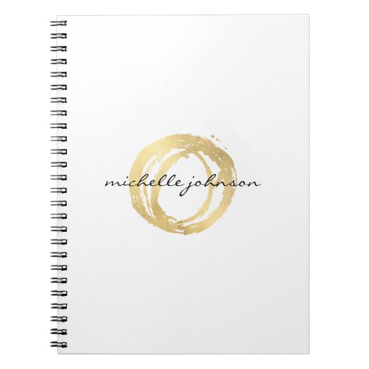 Luxe Faux Gold Painted Circle Designer Logo Notitieboek (Voorkant)