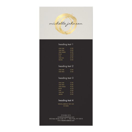 Luxe Faux Gold Painted Circle Designer Logo op Tan Reclamekaart (Voorkant)