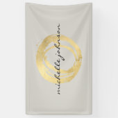 Luxe Faux Gold Painted Circle Designer Logo op Tan Spandoek (Verticaal)