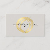 Luxe Faux Gold Painted Circle Designer Logo op Tan Visitekaartje (Voorkant)