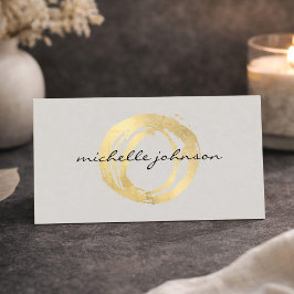 Luxe Faux Gold Painted Circle Designer Logo op Tan Visitekaartje