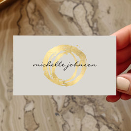 Luxe Faux Gold Painted Circle Designer Logo op Tan Visitekaartje