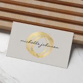 Luxe Faux Gold Painted Circle Designer Logo op Tan Visitekaartje