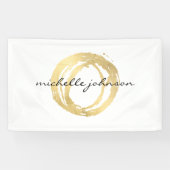Luxe Faux Gold Painted Circle Designer Logo Spandoek (Horizontaal)