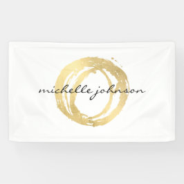 Luxe Faux Gold Painted Circle Designer Logo Spandoek