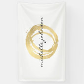 Luxe Faux Gold Painted Circle Designer Logo Spandoek (Verticaal)