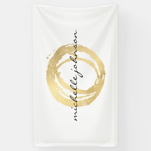 Luxe Faux Gold Painted Circle Designer Logo Spandoek (Verticaal)