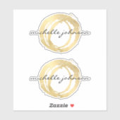 Luxe Faux Gold Painted Circle Designer Logo Sticker (Vel)