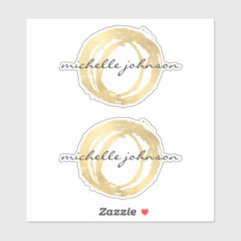 Luxe Faux Gold Painted Circle Designer Logo Sticker