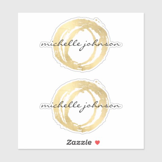 Luxe Faux Gold Painted Circle Designer Logo Sticker (Vel)