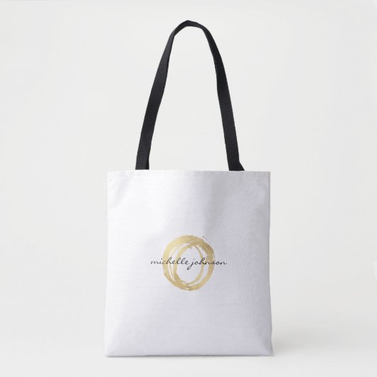 Luxe Faux Gold Painted Circle Designer Logo Tote Bag (Voorkant)