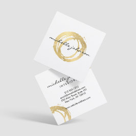Luxe Faux Gold Painted Circle Designer Logo Vierkante Visitekaartje