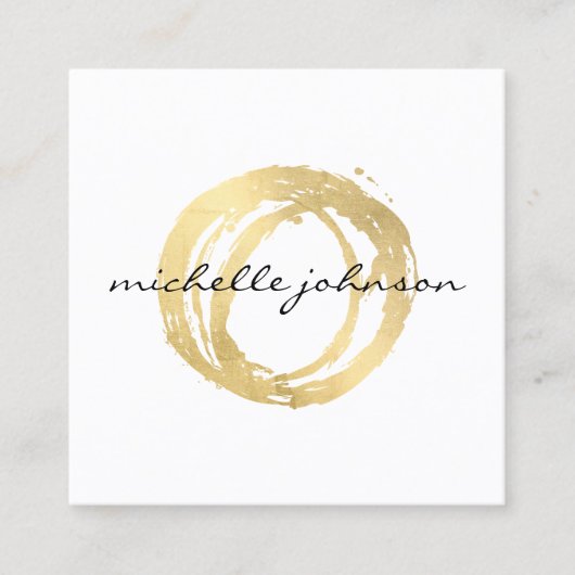 Luxe Faux Gold Painted Circle Designer Logo Vierkante Visitekaartje (Voorkant)