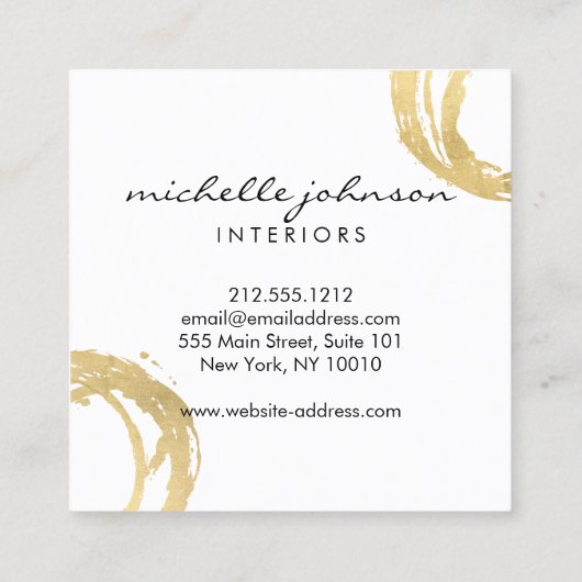 Luxe Faux Gold Painted Circle Designer Logo Vierkante Visitekaartje (Achterkant)