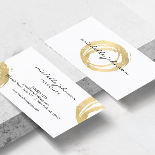 Luxe Faux Gold Painted Circle Designer Logo Visitekaartje