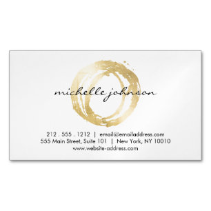 Luxe Faux Gold Painted Circle Designer Magnetic Magnetisch Visitekaartje