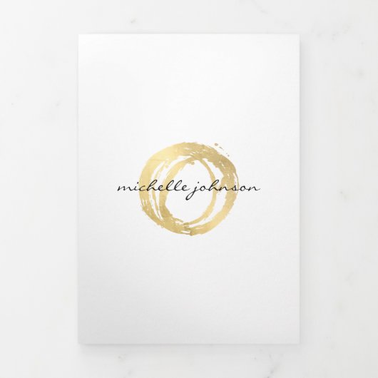 Luxe Faux Gold Painted Circle Logo Brochure Drieluik Kaart (Cover)