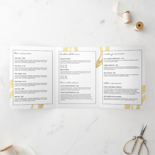 Luxe Faux Gold Painted Circle Logo Brochure Drieluik Kaart (Binnen)