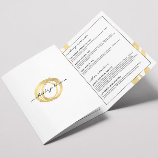 Luxe Faux Gold Painted Circle Logo Brochure Drieluik Kaart