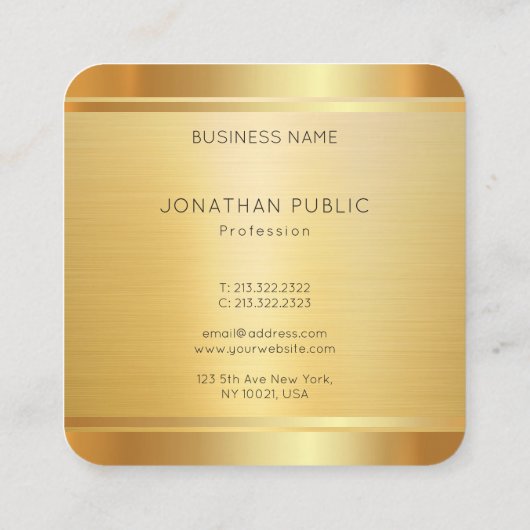 Luxe Faux Gold Premium - zijde afgewerkt elegant Vierkante Visitekaartje (Achterkant)
