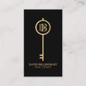 Luxe Faux Gold Skeleton Key Monogram Realtor Visitekaartje (Voorkant)