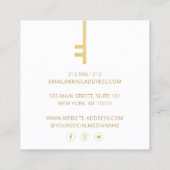 Luxe Faux Gold Skeleton Key Monogram Realtor White Vierkante Visitekaartje (Achterkant)